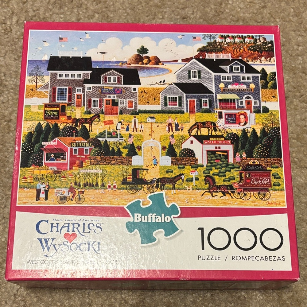 Buffalo David Bitton Charles Wysocki Country Scene Puzzle — Pink Box
